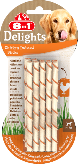 8IN1 DELİGHTS BURGU ÇUBUK KÖPEK ÖDÜL KEMİĞİ TAVUKLU - 55GR - 8IN1