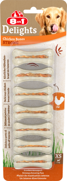 8IN1 DELİGHTS STRONG KÖPEK ÖDÜL KEMİĞİ TAVUKLU XS - 140GR - 8IN1
